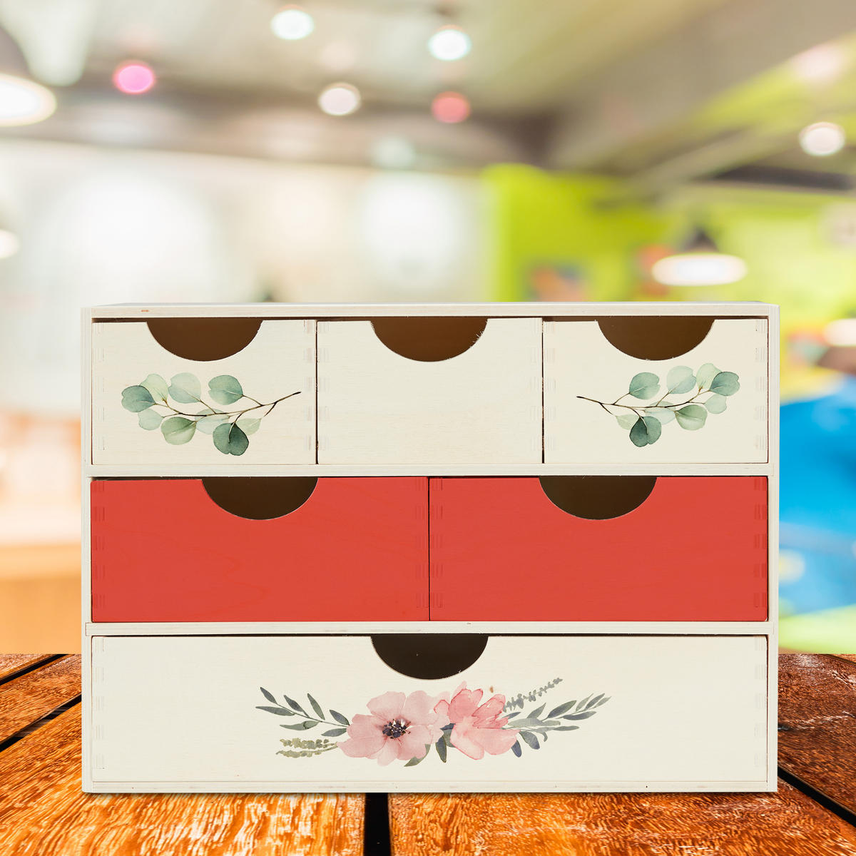 ZÁSUVKOVÝ box - krémová, drevo/kompozitné drevo (40/28/20cm) - Relaxdays