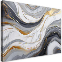 LEINWANDBILD Grauweißer Marmor mit Gold - Weiß, Textil (100/70cm) - Feeby