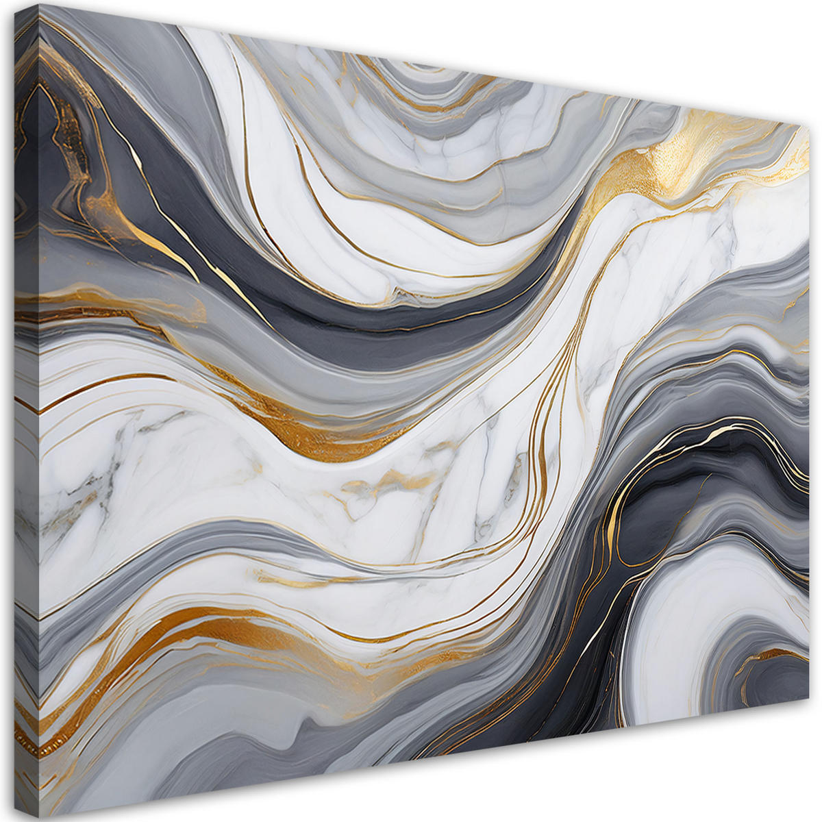LEINWANDBILD Grauweißer Marmor mit Gold - Weiß, Textil (100/70cm) - Feeby