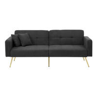 ROZKLÁDACÍ pohovka 175/64/72 cm tmavě šedá ze šerpy a pěny s nastavitelnou opěrkou a kapsami - tmavě šedá, plast (175/72/64cm) - OKWISH