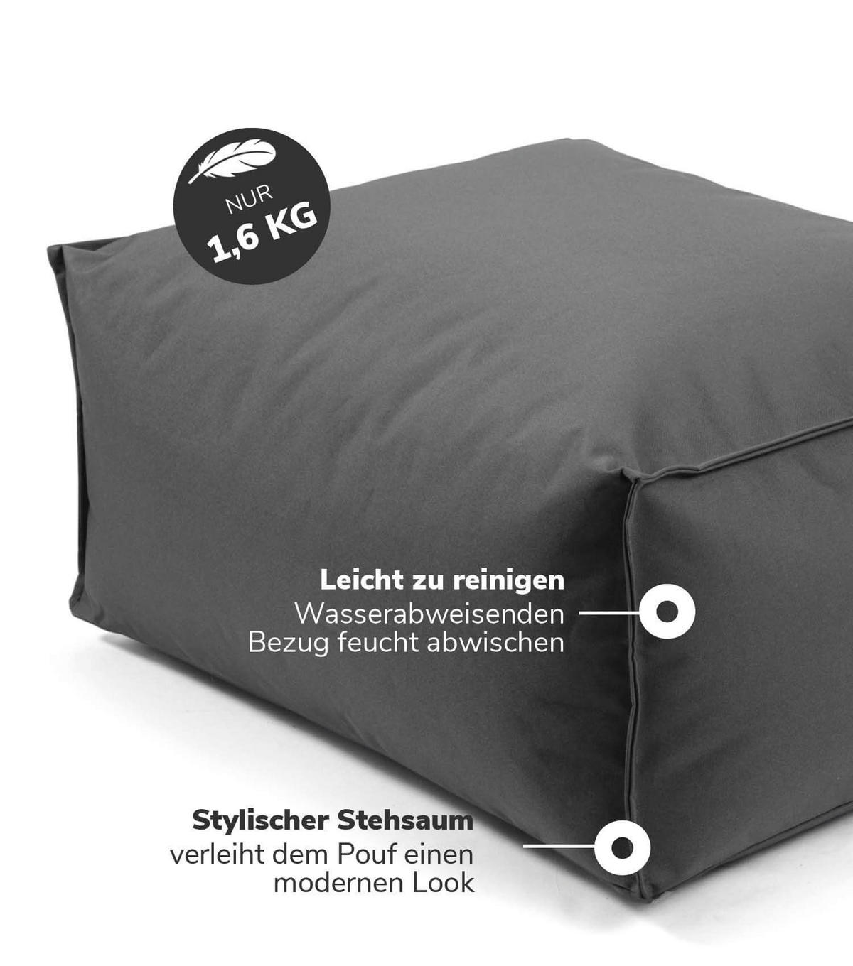 OUTDOOR POUF mit Schutzhülle Der Ruhestifter - Anthrazit, Textil (60/25/45cm) - Mokebo