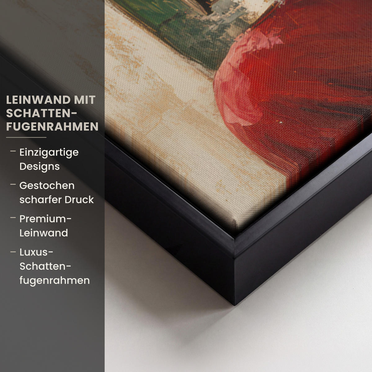 LEINWAND Bilder mit Rahmen - Weihnachten - Weihnachtsmann - Winter - Open Fireside - 80x60 - Dunkelrot, Textil (80/60cm) - MuchoWow