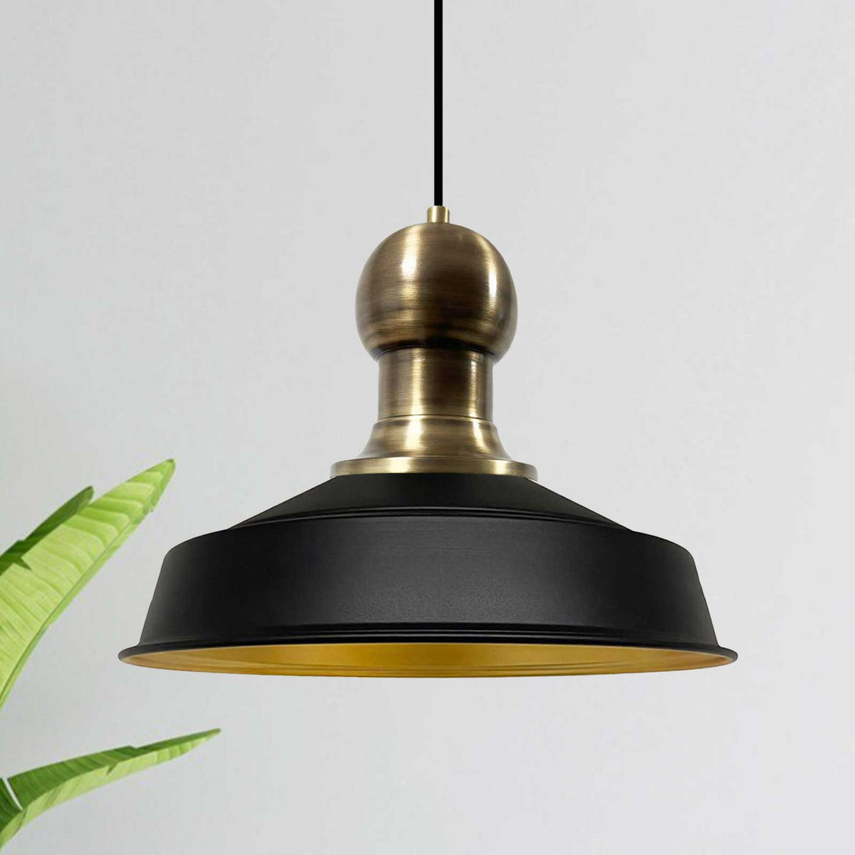 PENDELLEUCHTE Hängelampe Asletl 41/35 cm - Goldfarben/Schwarz, Metall (35/41/35cm) - Bamyum