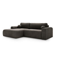 ECKSOFA Aurora Grau, mit Schlaffunktion in Vena Stoff, linke seite - Grau, Holzwerkstoff/Textil (257/177cm) - Bettso