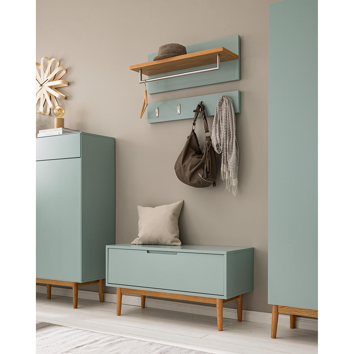 GARDEROBENLEISTE - Mintgrün, Holzwerkstoff (76/15/3.6cm) - home24