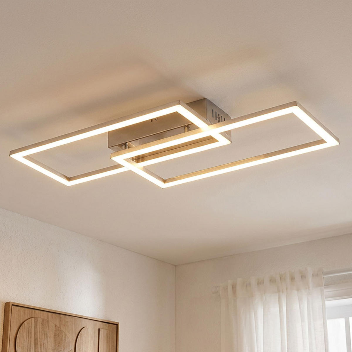 LED DECKENLEUCHTE MUNNI Silber Opal - Silberfarben, Metall (52/24.2/6.2cm) - Globo Lighting