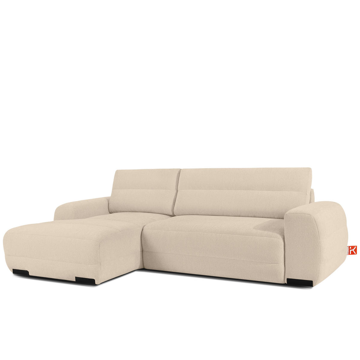 ECKSOFA LINKS BLUME, Cremefarbe - Creme, Holz/Holzwerkstoff (271/164cm) - KONSIMO®