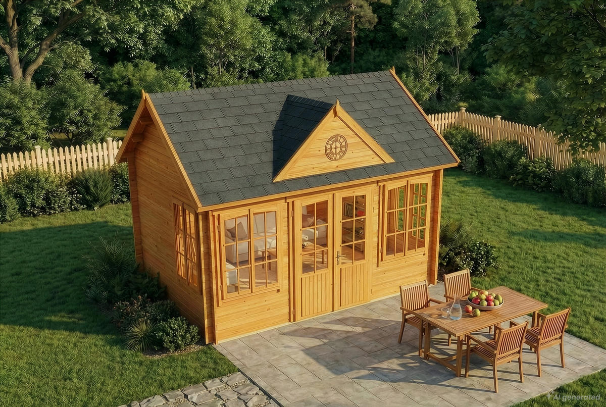 GARTENHAUS Holz Clockhouse - Pinienfarben, Holz (440/336/340cm) - Alpholz