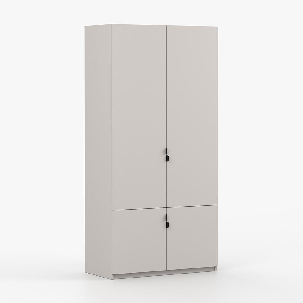 DREHTÜRENSCHRANK MEZZO 4D 100 cm Kaschmir/Kaschmir, 4-türig, schwarze Metallgriffe - Kaschmir/Schwarz, Holzwerkstoff/Metall (100/200/50cm) - imoebel24