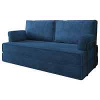 BETTSOFA SILAR aus Schaumstoff Cordstoff Blau Schlaffunktion - Blau, Textil (170/86/80cm) - MASSENO
