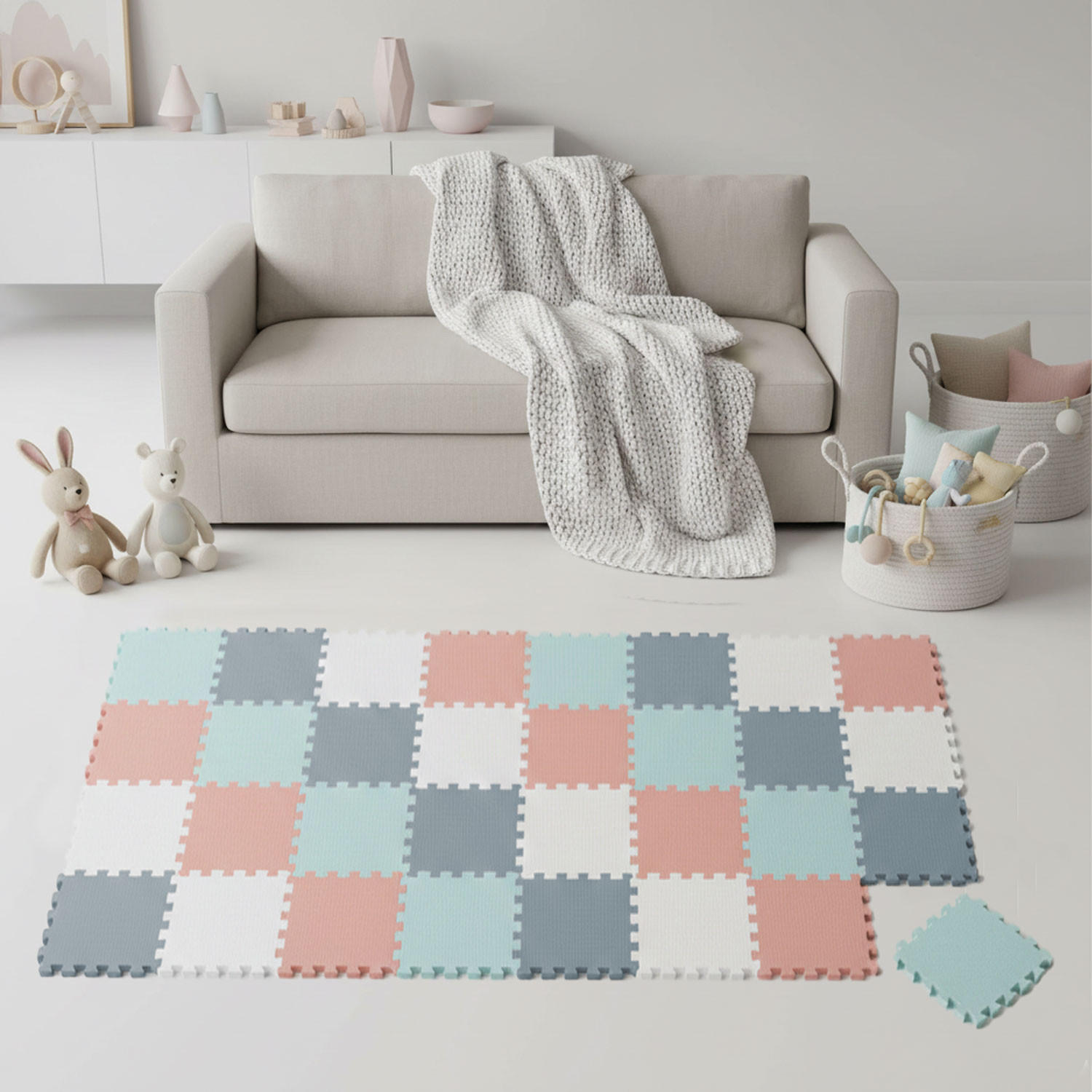 SPIELMATTE ab Null - 360/120 cm Puzzlematte Bunt - Multicolor, Kunststoff (30/30cm) - Littletom