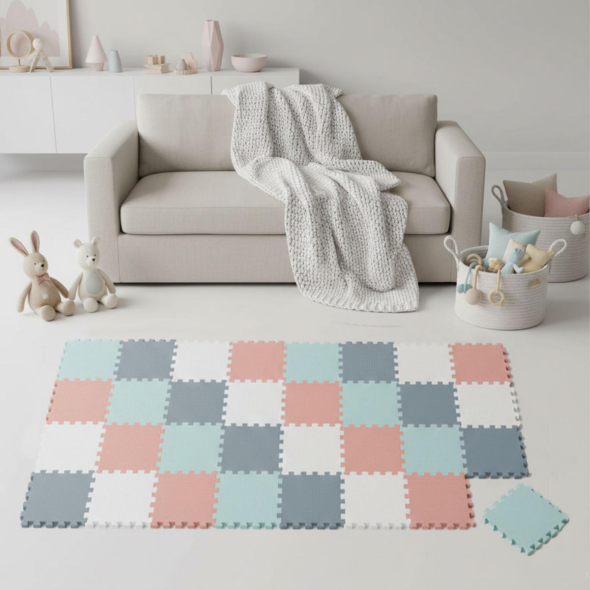 SPIELMATTE ab Null - 360/120 cm Puzzlematte Bunt - Multicolor, Kunststoff (30/30cm) - Littletom