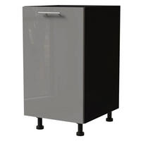 KÜCHENUNTERSCHRANK Essen D1D/45 Grau Hochglanz / Schwarz Matt 45 / 50 / 82cm - Schwarz/Grau, Holz/Holzwerkstoff (45/82/50cm) - Feldmann-Wohnen