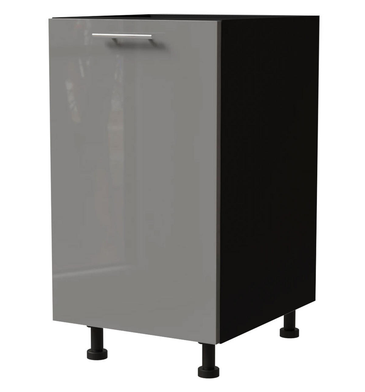 KÜCHENUNTERSCHRANK Essen D1D/45 Grau Hochglanz / Schwarz Matt 45 / 50 / 82cm - Schwarz/Grau, Holz/Holzwerkstoff (45/82/50cm) - Feldmann-Wohnen