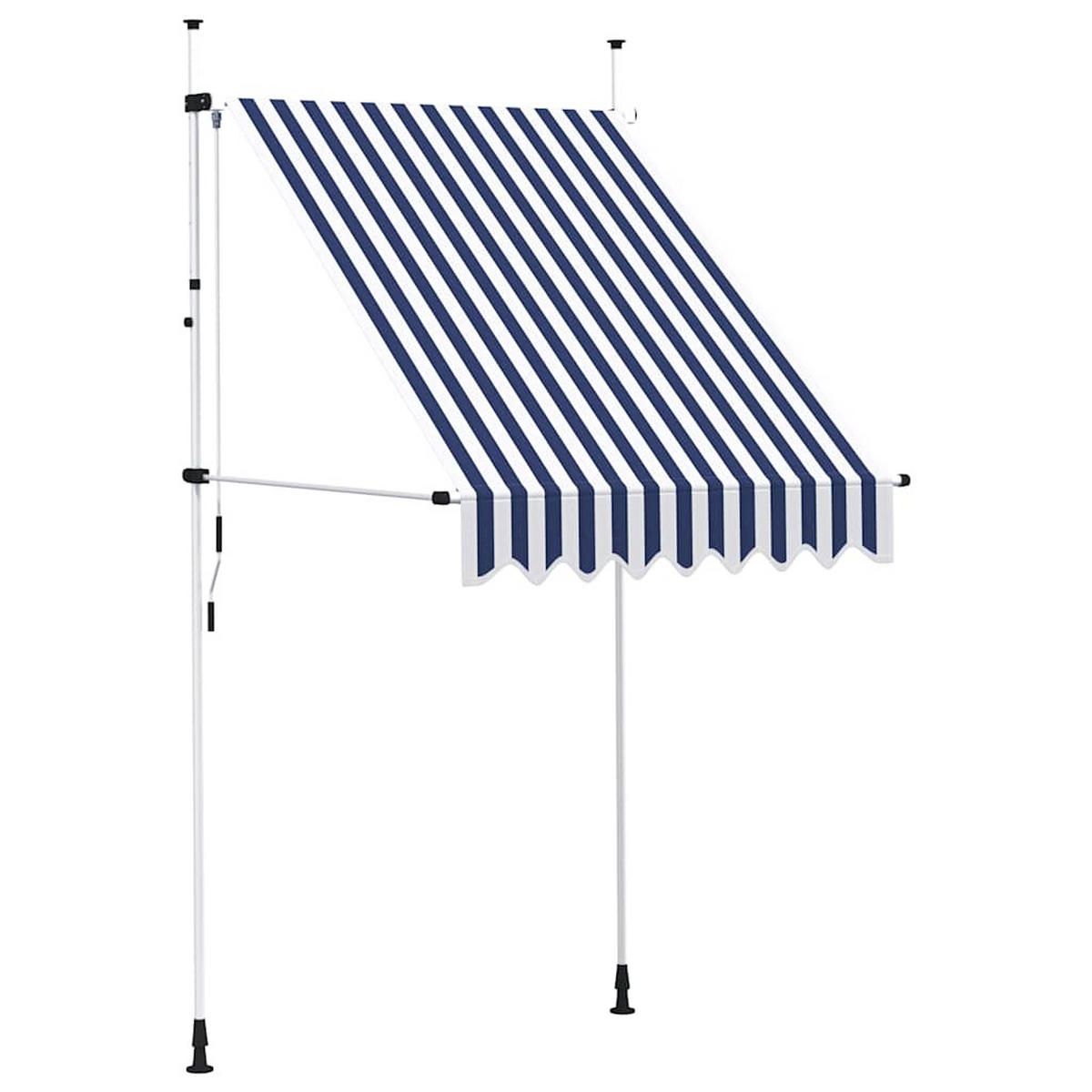 EINZIEHBARE Markise Handbetrieben 150 cm Blau/Weiß Gestreift - Blau, Textil (150/300/150cm) - furnicato