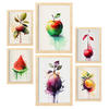 POSTER Set Mit 6 Regenbogenfrüchte Plakate Von Obst Gemüse & Gesunden Lebensmitteln Im Aquarell Kunst Auf Reinweißen A3 & A4 Rahmen Aus Hellem Holz - Beige, Papier (29/3cm) - Nacnic