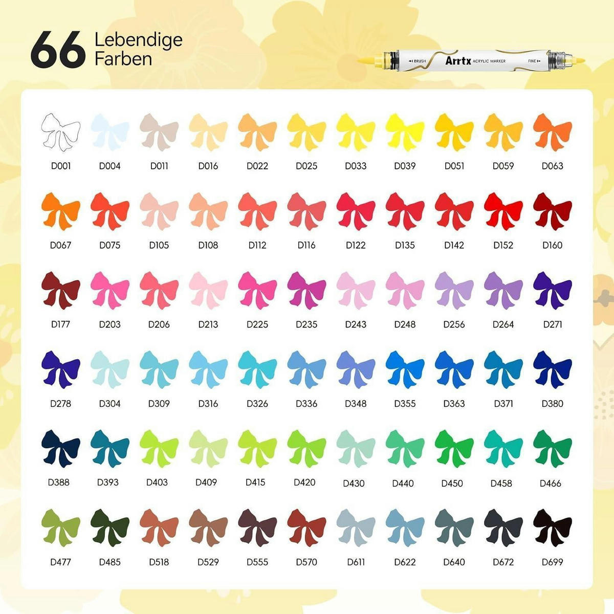 ACRYLSTIFTE Set 66 Farben Doppelspitze Wasserfest - Multicolor, Kunststoff (1/1/15cm)