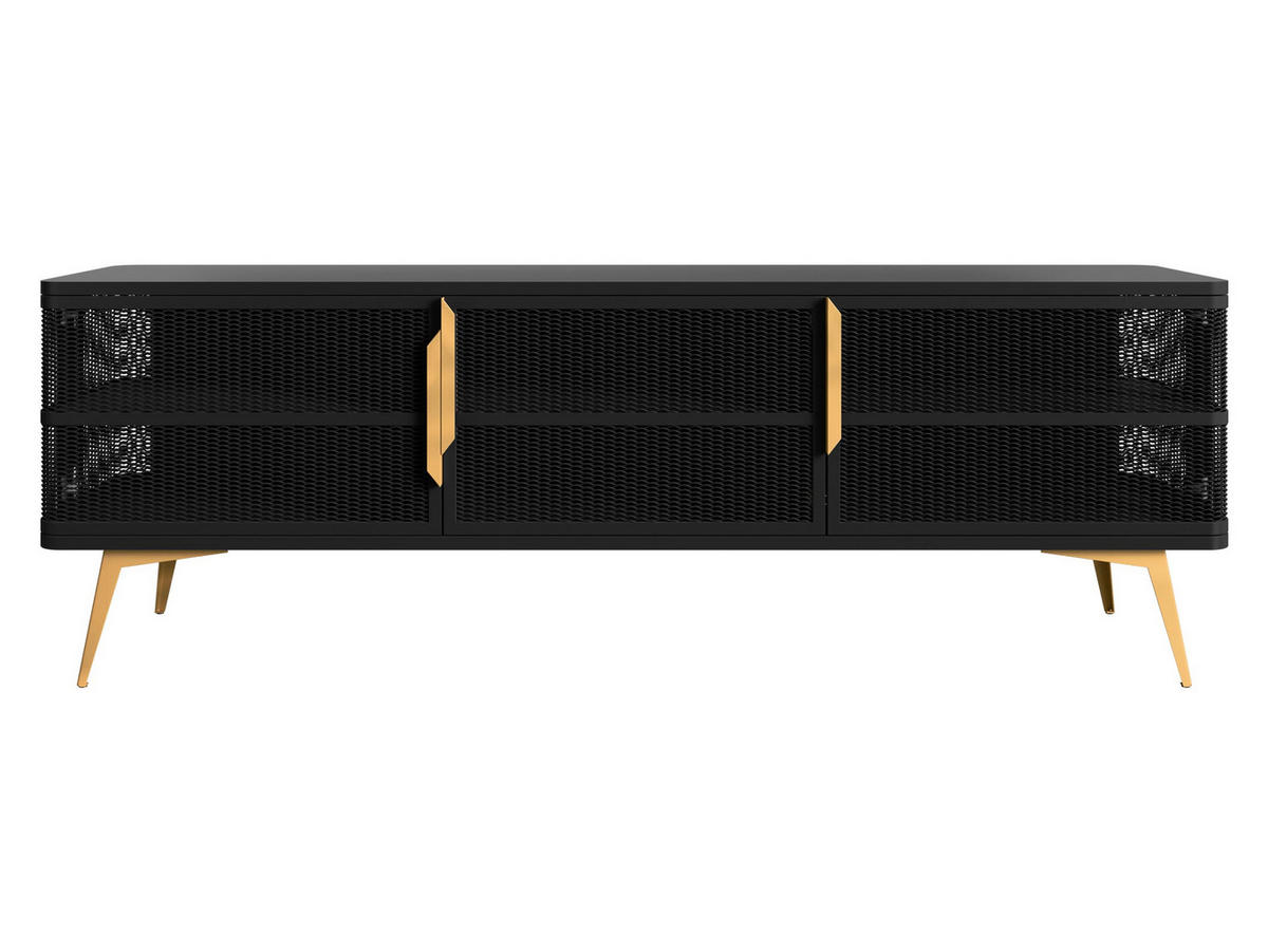 TV-LOWBOARD Modera - Goldfarben/Schwarz, Holzwerkstoff/Metall (180/60/40cm) - MIRJAN24