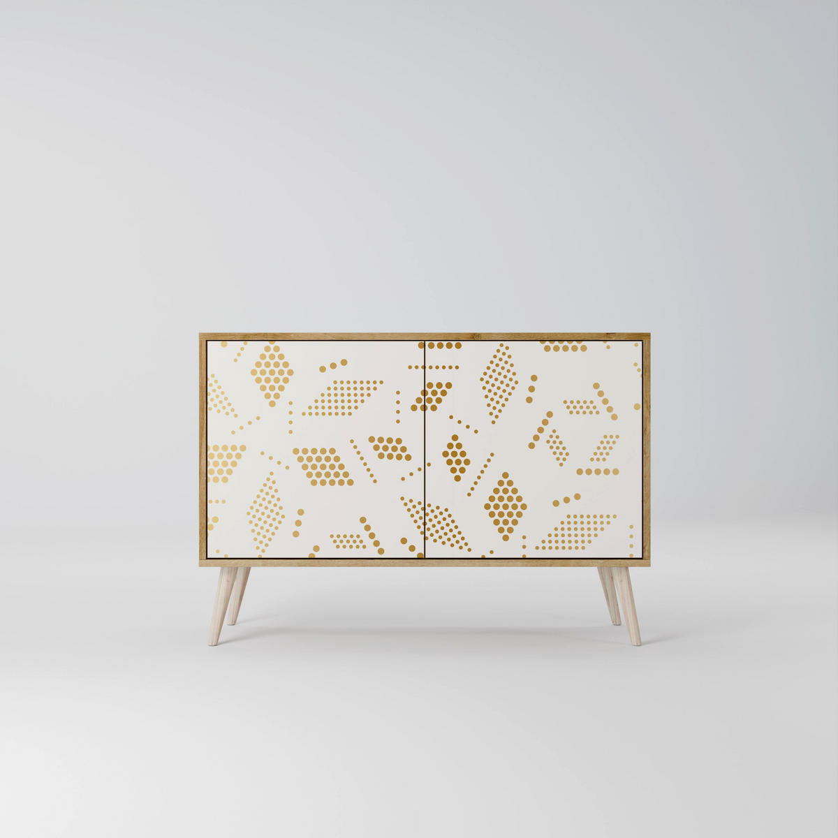 SIDEBOARD SPOTTED DAZE, Eicheneffekt, 111x42x77,5 cm, 2 Türen - Eichefarben/Buchefarben, Holzwerkstoff/Buchenholz (111/77.5/42cm) - SpaceRebels
