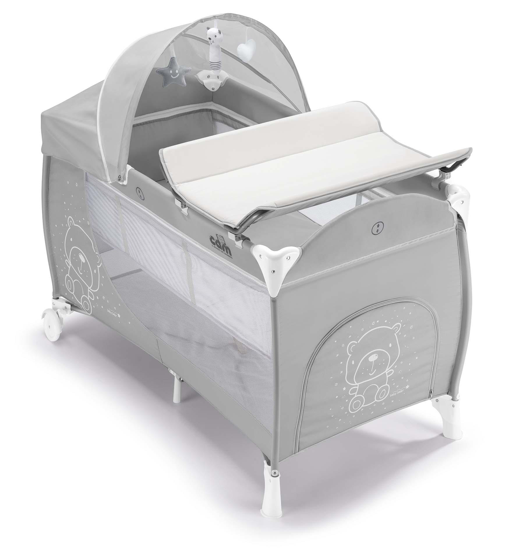REISEBETT für Babys Daily Plus | für 0-36 Monate | Kinderreisebett inklusive Wickelunterlage und Transporttasche | Grau - Grau, Textil (26/23/80cm) - Cam il Mondo del Bambino S.p.A.