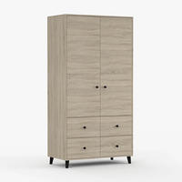 DREHTÜRENSCHRANK 104/202/55 cm 2-türig Fox 06 Sonoma Eiche/Sonoma Eiche - Schwarz/Sonoma Eiche, Holzwerkstoff/Metall (104/201/55cm) - imoebel24