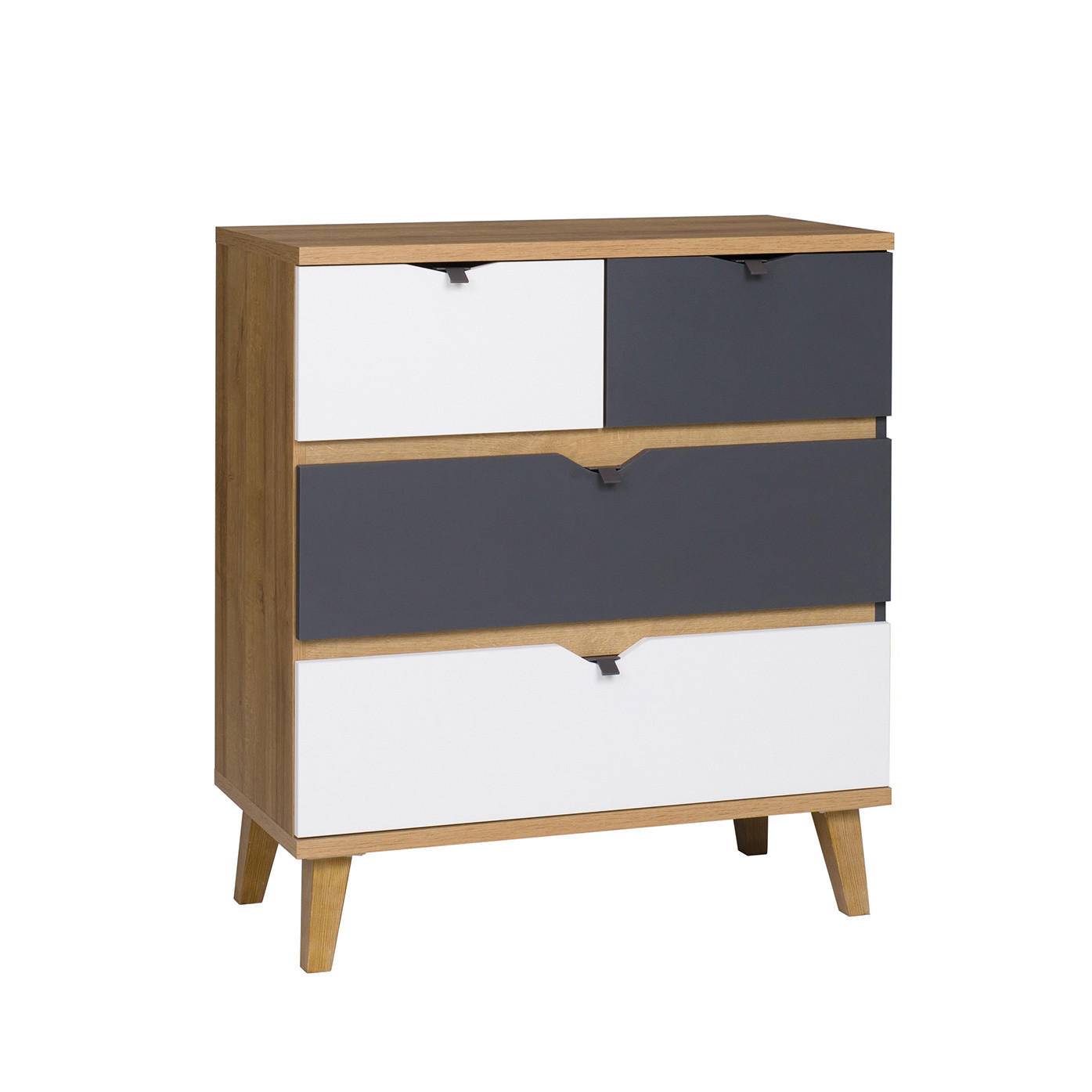 KOMMODE Aster mit vier Schubladen - Eichefarben/Graphitfarben, Holzwerkstoff/Kunststoff (81/90/40cm) - Ravio