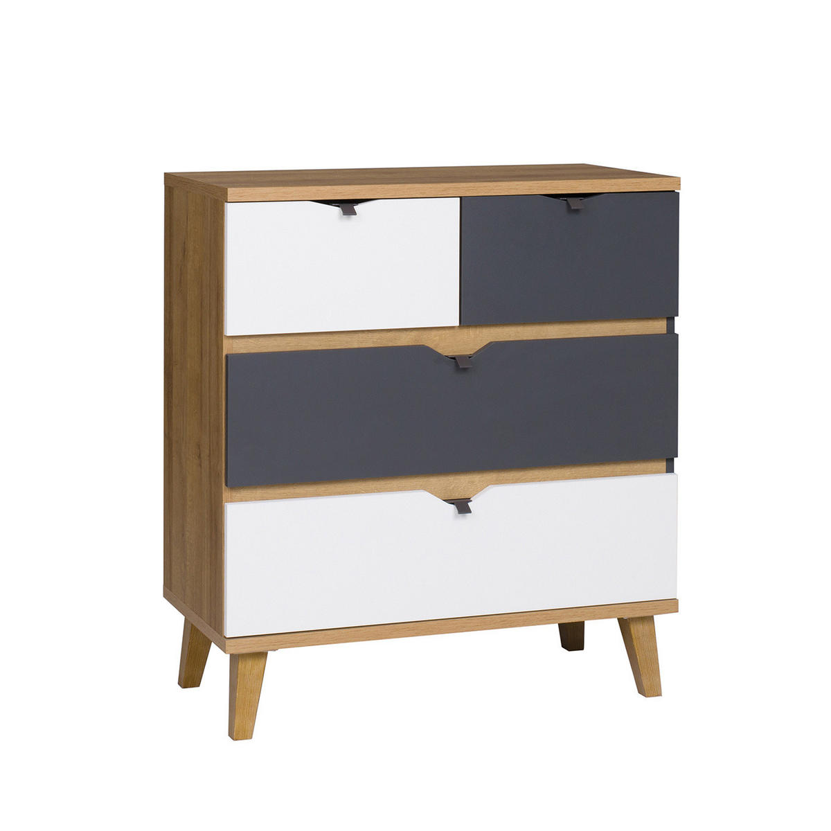 KOMMODE Aster mit vier Schubladen - Eichefarben/Graphitfarben, Holzwerkstoff/Kunststoff (81/90/40cm) - Ravio