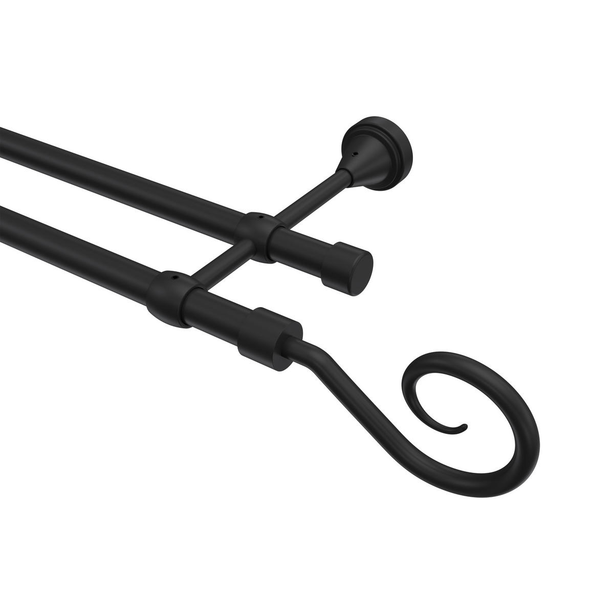 GARDINENSTANGE Primus Allegra 200 cm, 2-läufig (ohne Ringe), 16 mm Ø Schwarz - Schwarz, Metall (200cm) - INTERDECO