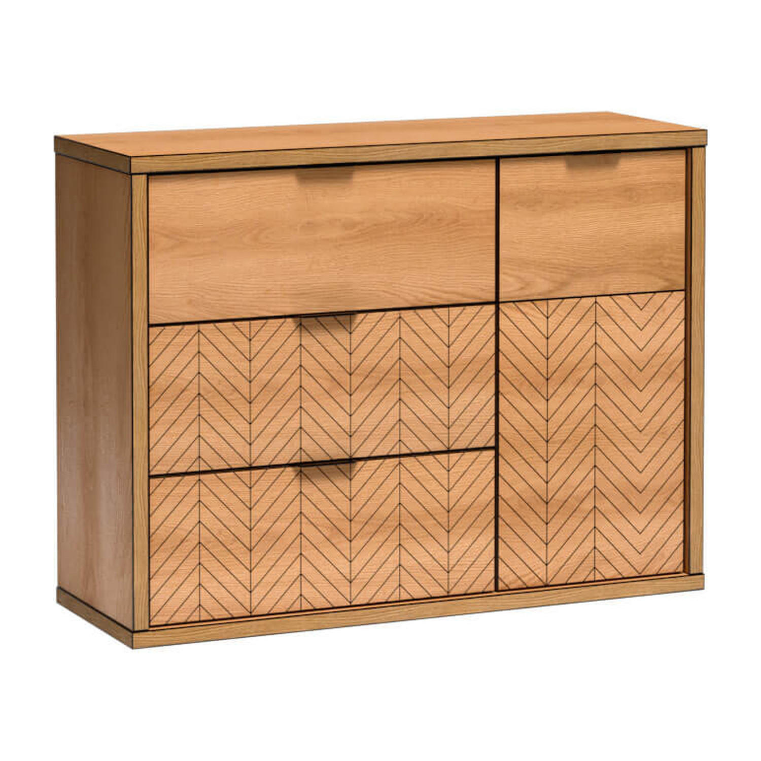 KOMMODE Fonti F-5 117,5 x 90 x 40,6 cm Karamell-Eiche - Eichefarben, Holzwerkstoff (117.5/90/40.6cm) - Koseto