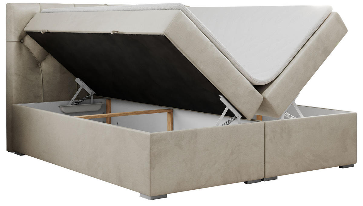 BOXBETT ALDA 120/200 Beige Velvet - H3 - Beige, Holz/Textil (120/200cm) - MKS