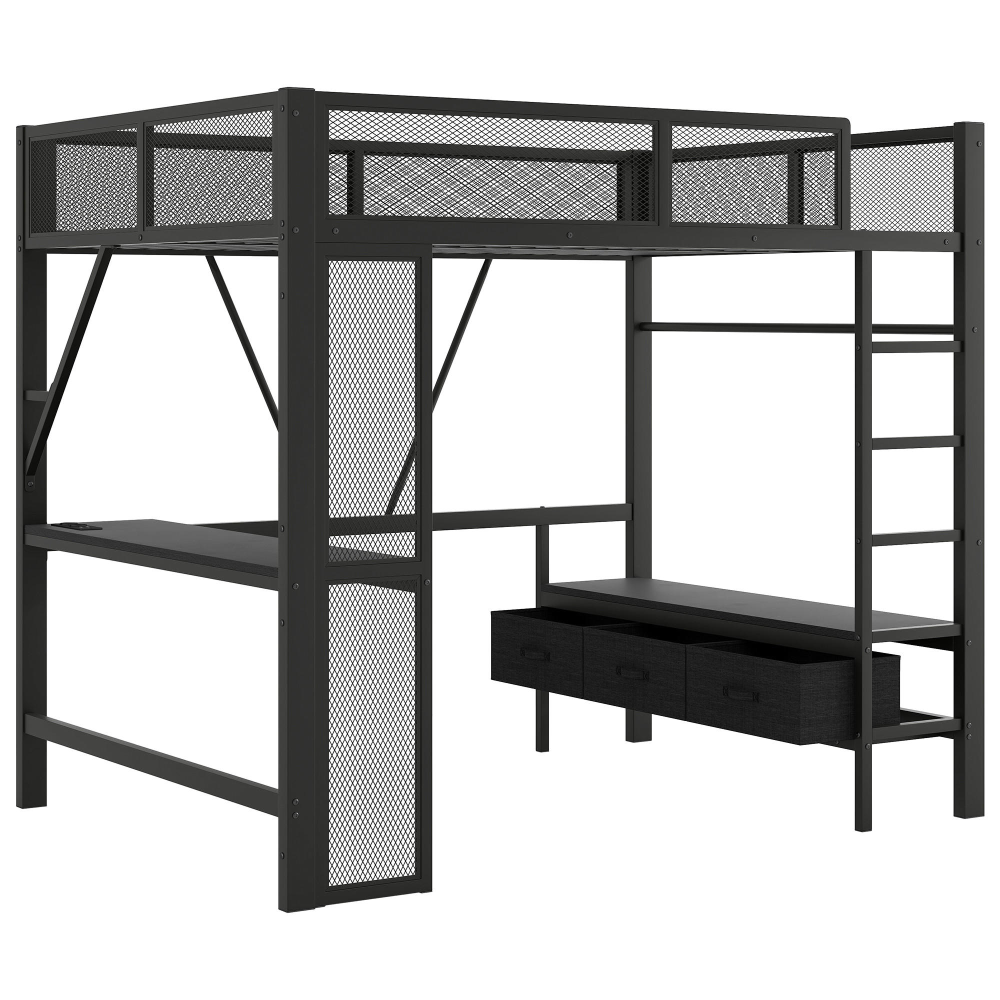 Chicfurn Hochbett Schwarz 140x200 cm