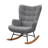 SCHAUKELSTUHL, Entspannend, Teddy-Velours, Belastbarkeit 120 kg, Dunkelgrau - Dunkelgrau/Kieferfarben, Holz/Textil (68/92/75cm) - GENKI LIVING