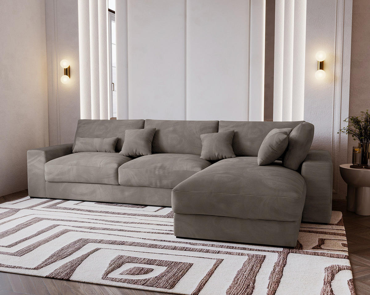 ECKSOFA mit Longchair - Schwarz/Braun, Kunststoff/Textil (340/205cm) - home24