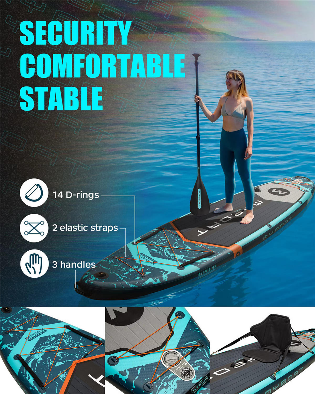 PADDLE BOARD Aufblasbar 351x86x15 cm SUP Angeln - Blau, Kunststoff (86/351/15cm) - Kaket