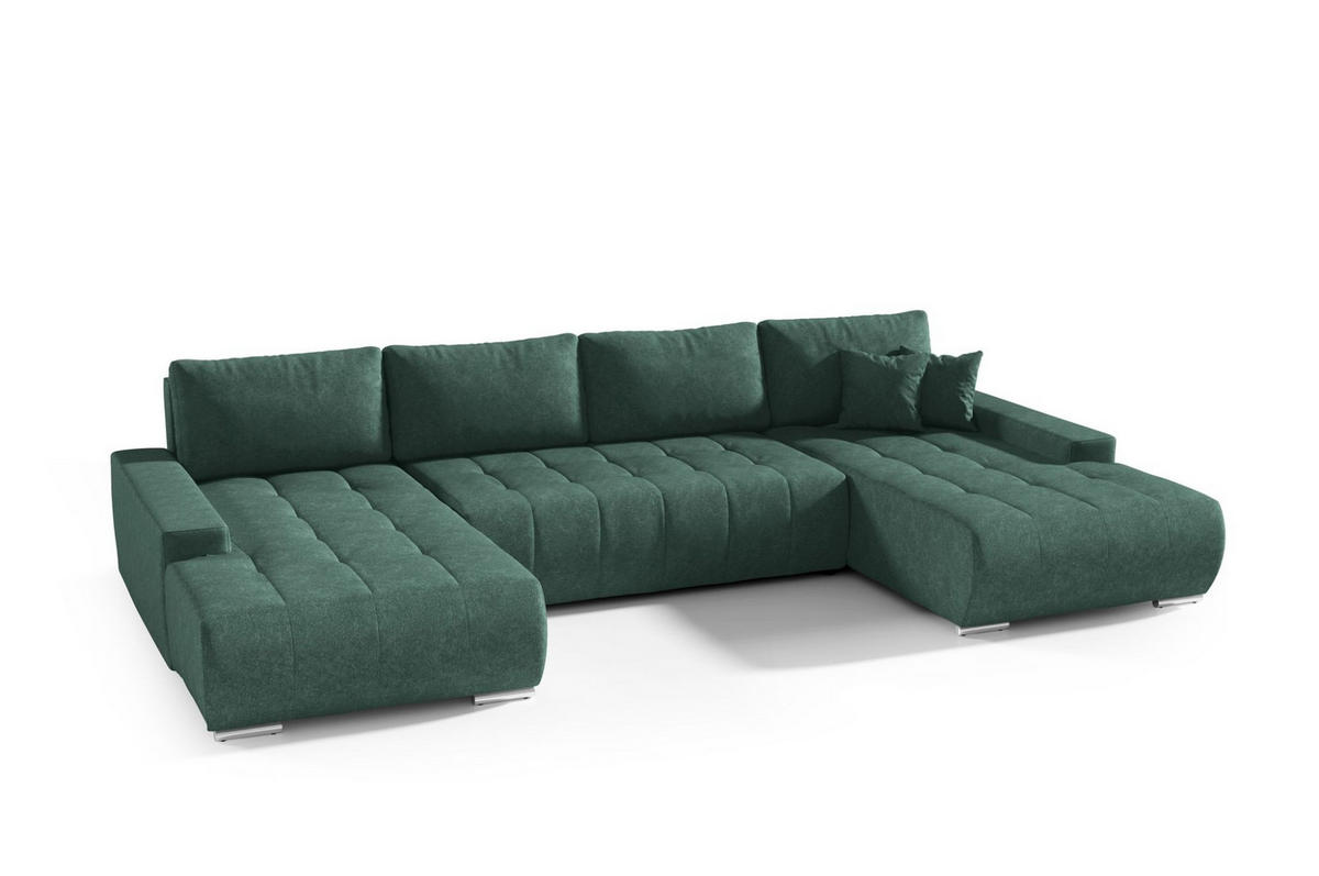 WOHNLANDSCHAFT Vogar In Aston - Dunkelgrün, Holzwerkstoff/Textil (350/85/185cm) - Fun Möbel