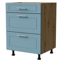 SCHUBLADENUNTERSCHRANK Bari D3/60 Eiche Artisan / RAL 5024 pastellblau 60 / 50 / 82cm Blum Teilauszug - Blau/Eiche Artisan, Holz/Holzwerkstoff (60/82/50cm) - Feldmann-Wohnen