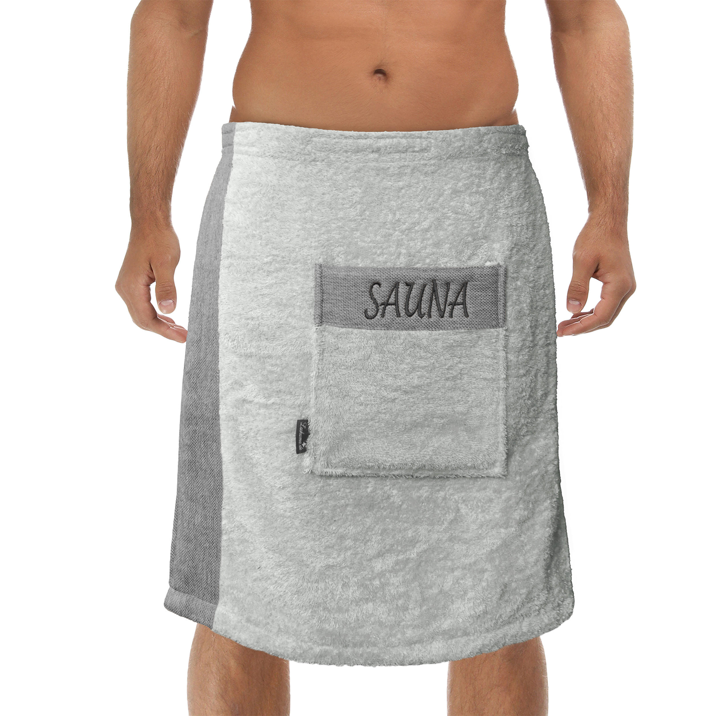 SAUNAKILT Herren Eisgrau, Lima Saunahandtuch mit Klettverschluss - Grau, Textil (140/55cm) - Lashuma