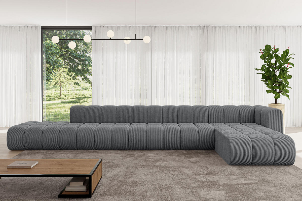 ECKSOFA modulares Sofa Zuvon-L3 - 478x177x70 cm Dunkelgrau - Dunkelgrau, Holzwerkstoff/Textil (478/177cm) - ALTDECOR