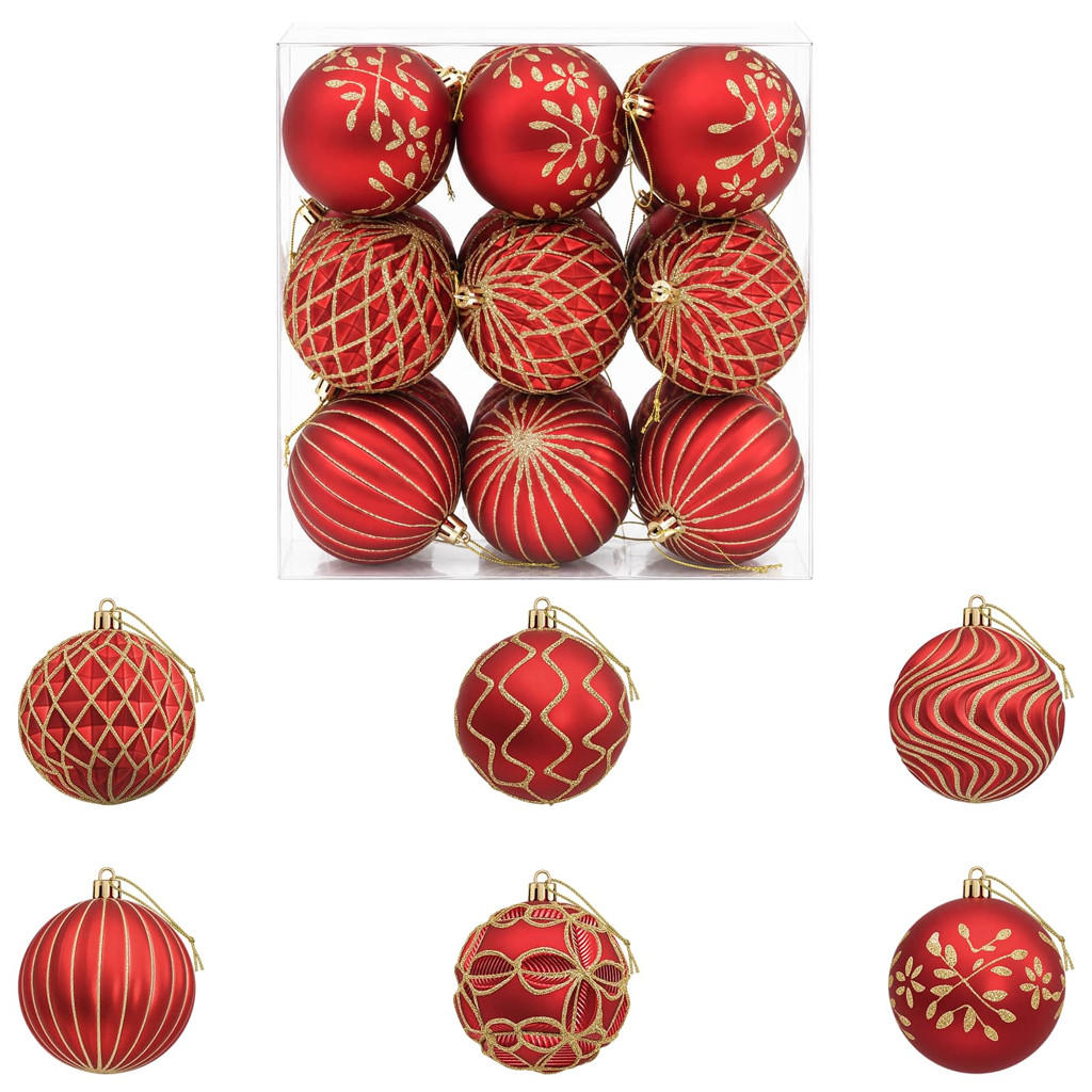 WEIHNACHTSKUGELSET XL 18 -teilig 8 cm Rot Polystyrol - Rot, Kunststoff (8/8/8cm) - vidaXL