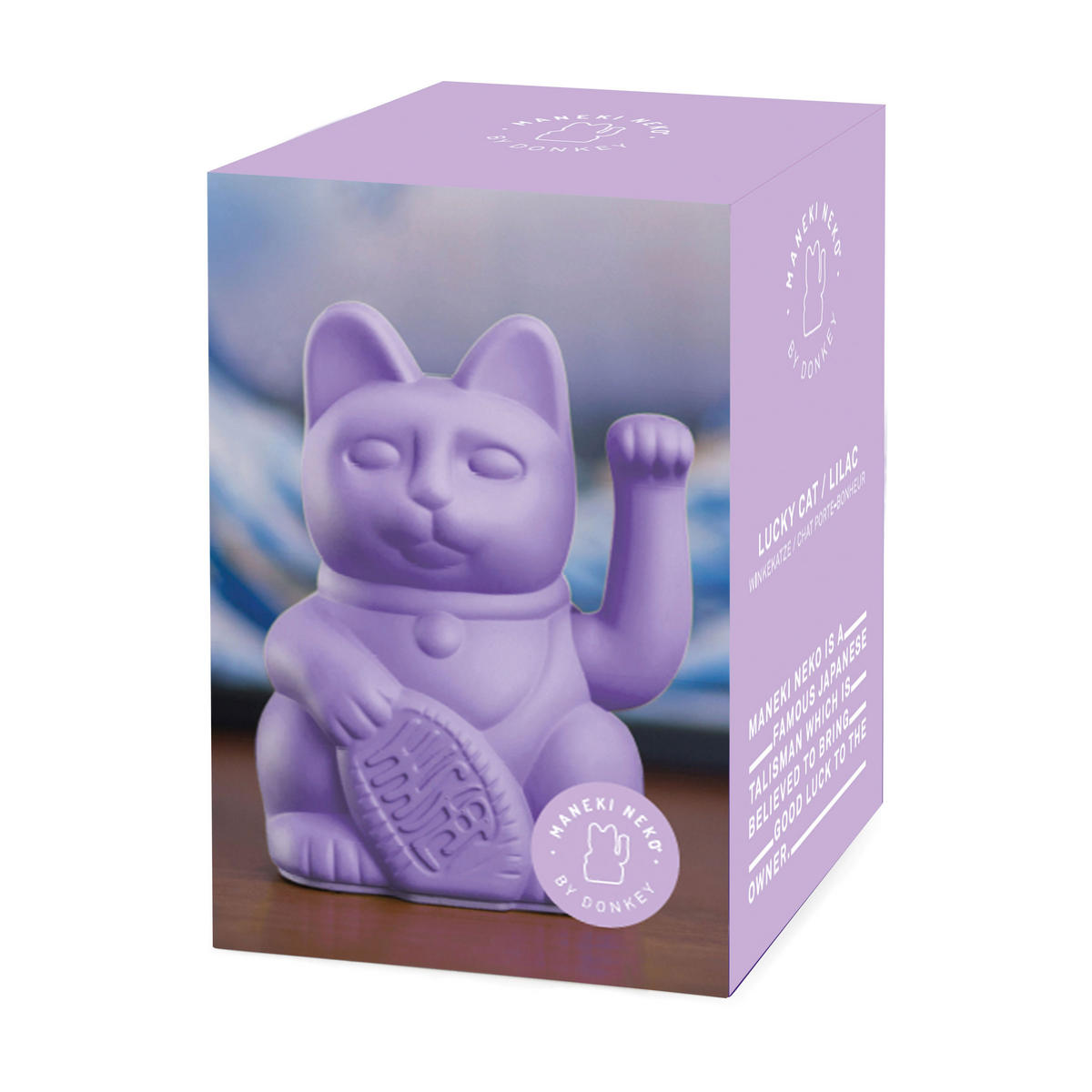WINKEKATZE Lucky Cat Maneki Neko, Kunststoff, Lilac, 15 cm - Lila, Kunststoff (8.5/15/10.5cm) - Donkey Products