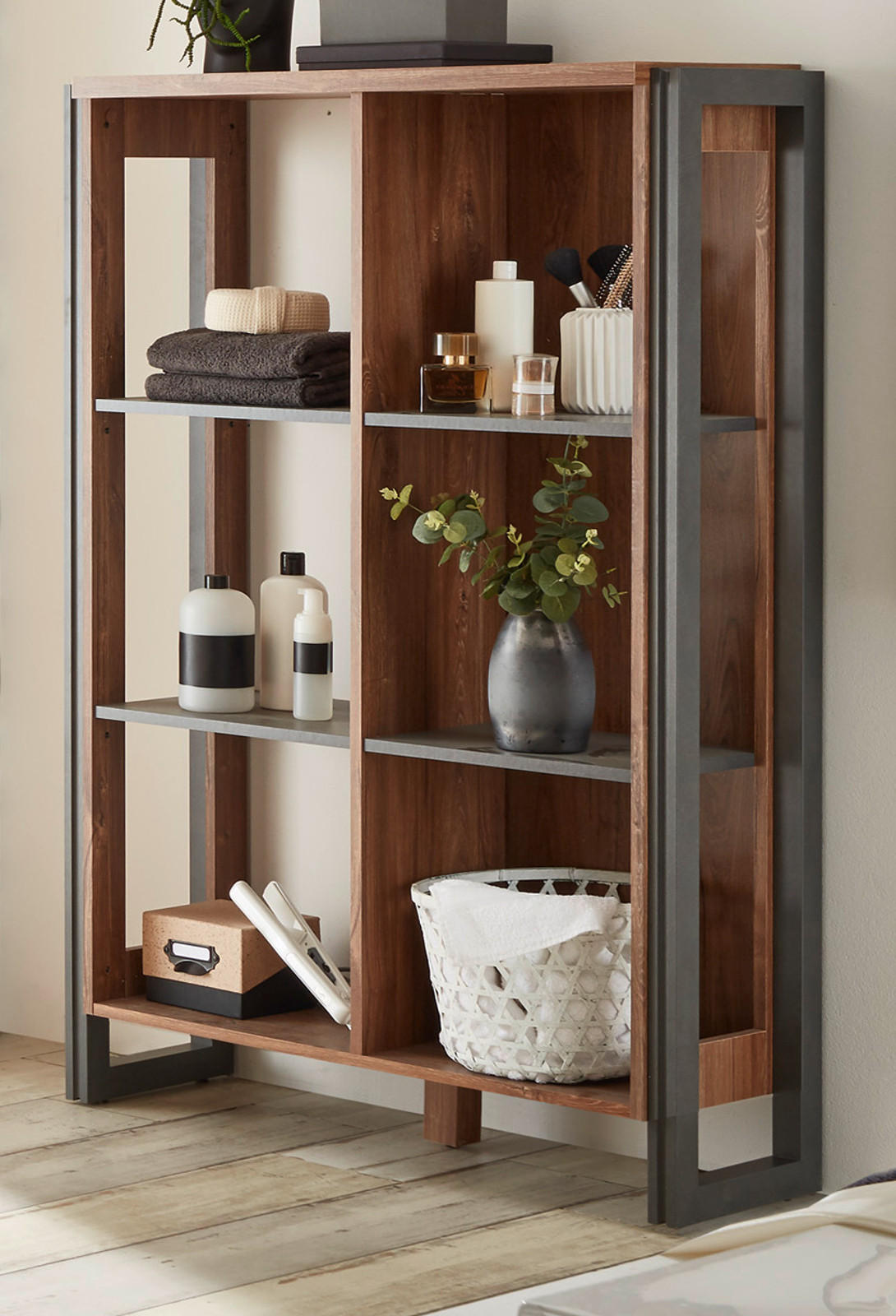 Thumbnail - Furn.Design Badmöbel-Set, Eiche, Grau, Holzwerkstoff, Nachbildung,Eiche, Uni, Holz Optik, Rechteckig, 191x205x40 cm, Bad...