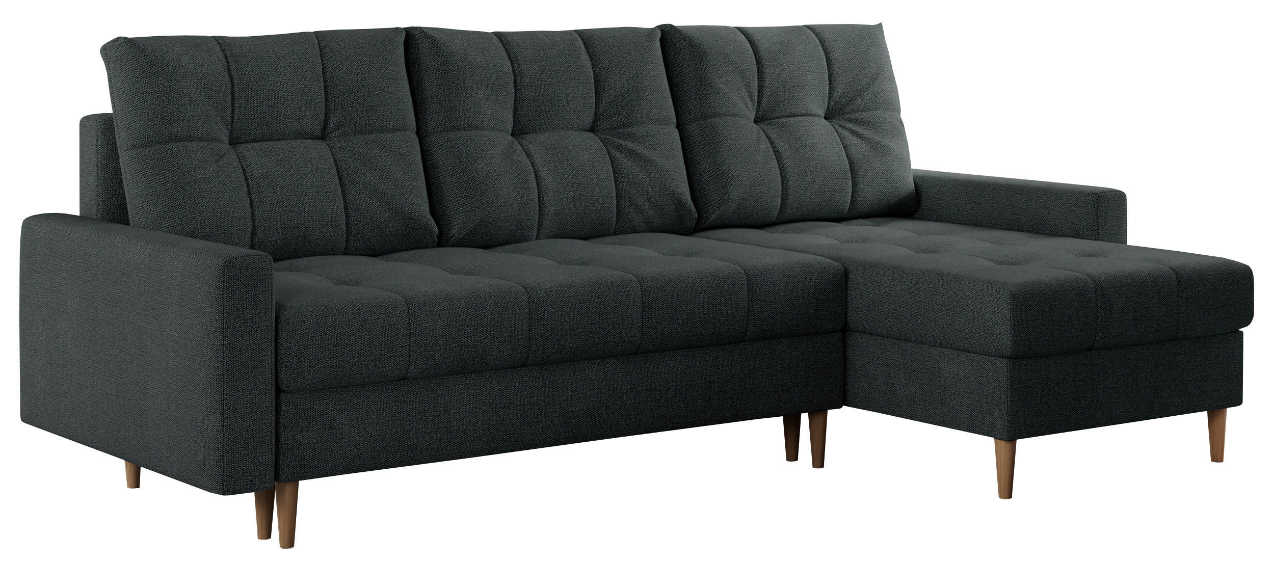 ECKSOFA Colin Struktur Dunkelgrau - Dunkelgrau/Braun, Holz/Textil (220/140cm) - MKS