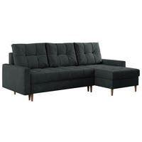 ECKSOFA Colin Struktur Dunkelgrau - Dunkelgrau/Braun, Holz/Textil (220/140cm) - MKS