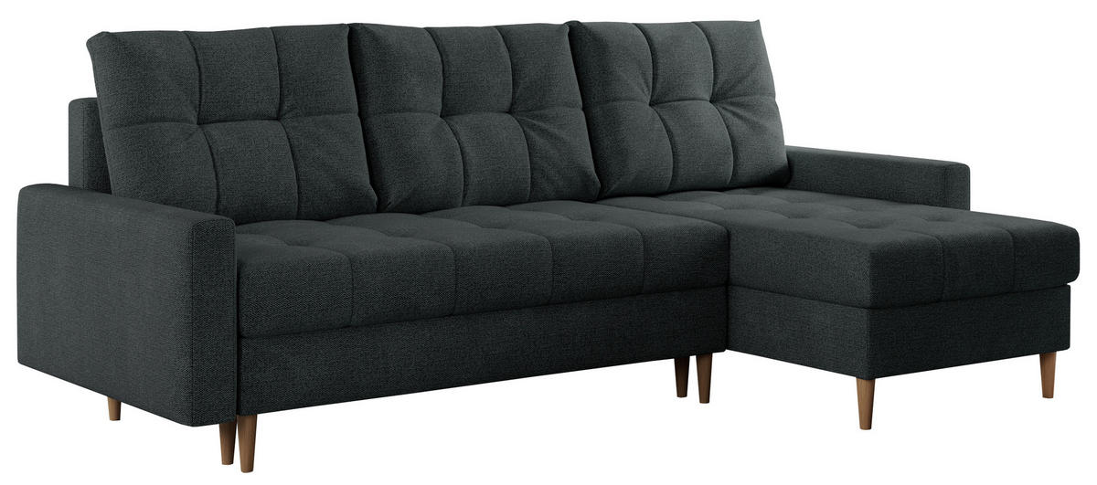 ECKSOFA Colin Struktur Dunkelgrau - Dunkelgrau/Braun, Holz/Textil (220/140cm) - MKS
