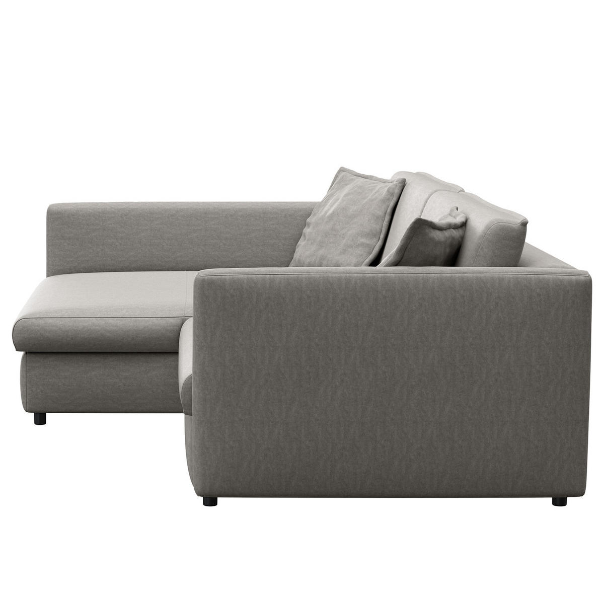 ECKSOFA mit Longchair - Schwarz/Grau, Kunststoff/Textil (290/183cm) - home24
