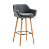BARHOCKER Grande, Gestell Holz, Kunstleder Grau - Braun/Grau, Holz/Kunststoff (55/99/46cm) - TPFLiving