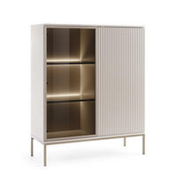 VITRINE Weiß SANTI Mit Lamellen - Beige, Holzwerkstoff (104/126/39cm) - Sepro Meble