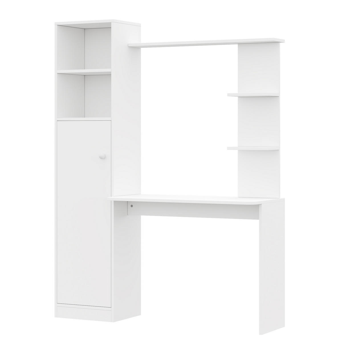 SCHREIBTISCH Weiß 123,5/45/168,5 cm mit Schrank und Regal - Weiß, Holzwerkstoff (123.5/45/168.5cm) - PANGIVO
