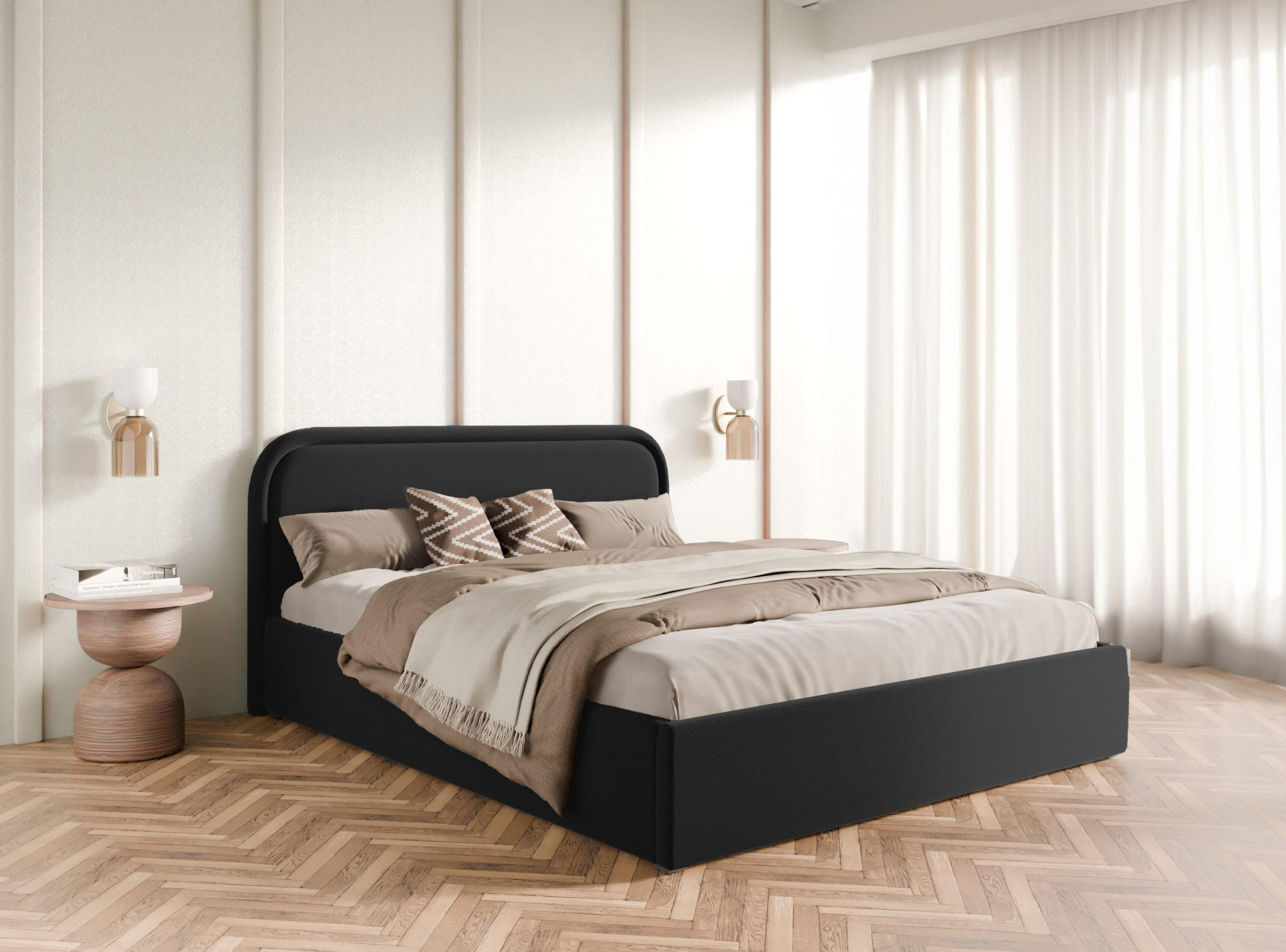 POLSTERBETT Juko 160x200 cm, Schwarz - Schwarz, Textil (160/200cm) - Fedve