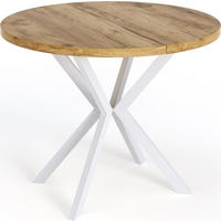 ESSTISCH Della runder ausziehbarer, Craft Eiche 120-200/120/76 cm - Eiche Wotan/Weiß, Holzwerkstoff/Metall (120/120/76cm) - WFL GROUP